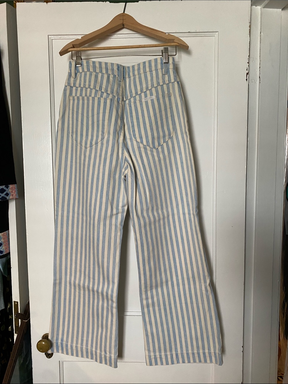 ROLLA'S Light Blue & Cream Vertical Stripe Trousers - Picture 4 of 7